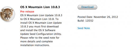 Steht ab sofort für Entwickler zum Download bereit: Beta von Mac OS X 10.8.3 (Bild: 9to5mac.com) Steht ab sofort für Entwickler zum Download bereit: Beta von Mac OS X 10.8.3 (Bild: 9to5mac.com)