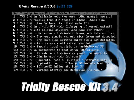 Das Trinity Rescue Kit hilft beim Zurücksetzen von Windows-Passwörtern (Bild: trinityhome.org). Das Trinity Rescue Kit hilft beim Zurücksetzen von Windows-Passwörtern (Bild: trinityhome.org).