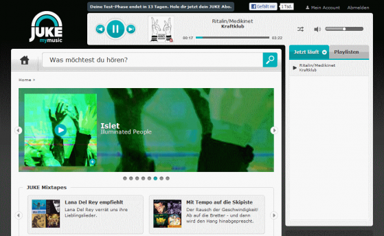 Übersichtlich: Webbrowser-Interface von Juke. (Bild: Screenshot) Übersichtlich: Webbrowser-Interface von Juke. (Bild: Screenshot)
