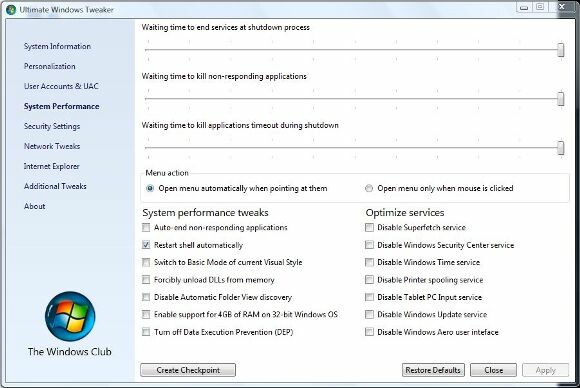 Ultimate Windows Tweaker kann auch das Menü-Verhalten anpassen. (Bild: netzwelt) Ultimate Windows Tweaker kann auch das Menü-Verhalten anpassen. (Bild: netzwelt)