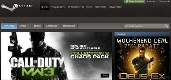 Valve wurde von der Verbrauchzentrale aufgrund einer AGB-Änderung der Online-Plattform Steam abgemahnt. (Bild: Screenshot store.steampowered) Valve wurde von der Verbrauchzentrale aufgrund einer AGB-Änderung der Online-Plattform Steam abgemahnt. (Bild: Screenshot store.steampowered)