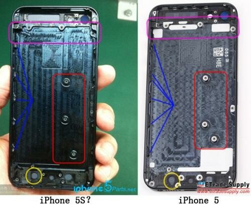 Verändert hat sich bei der ominösen iPhone 5S-Rückseite nur die Zahl und Position der Bohrlöcher für Befestigungsschrauben. (Bild: etradesupply.com) Verändert hat sich bei der ominösen iPhone 5S-Rückseite nur die Zahl und Position der Bohrlöcher für Befestigungsschrauben. (Bild: etradesupply.com)