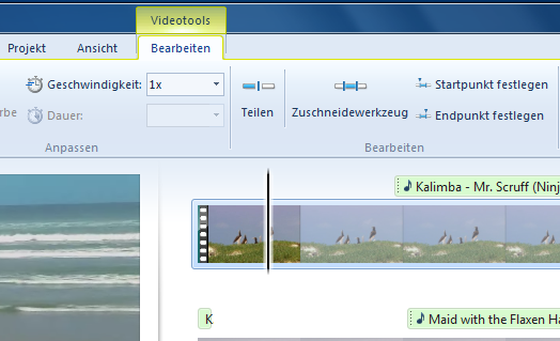 Die Videotools bieten Zugriff auf die Schnittfunktionen. (Bild: netzwelt) Die Videotools bieten Zugriff auf die Schnittfunktionen. (Bild: netzwelt)