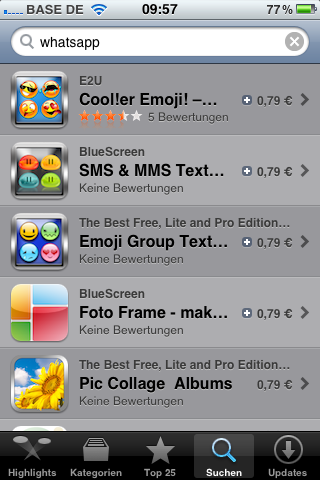 WhatsApp ist im iTunes Store derzeit nicht mehr zu finden. (Bild: Screenshot) WhatsApp ist im iTunes Store derzeit nicht mehr zu finden. (Bild: Screenshot)