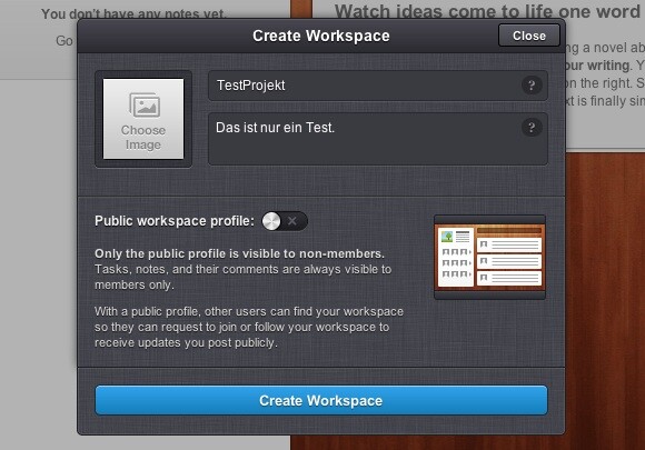 In Wunderkit werden Projekte in Arbeitsbereichen (Workspaces) untergliedert. (Bild: Screenshot) In Wunderkit werden Projekte in Arbeitsbereichen (Workspaces) untergliedert. (Bild: Screenshot)