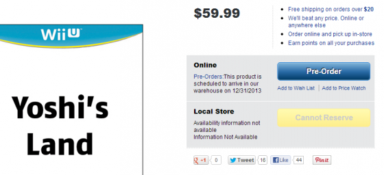 Yoshi's Land wird bereits bei Best Buy Kanada gelistet. (Bild: Screenshot bestbuy.ca) Yoshi's Land wird bereits bei Best Buy Kanada gelistet. (Bild: Screenshot bestbuy.ca)