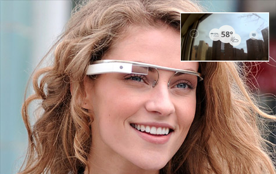Zukunftsmusik: Die Google-Brille zeigt beim Blick in den Himmel den Wetterbericht. (Bilder: Google) Zukunftsmusik: Die Google-Brille zeigt beim Blick in den Himmel den Wetterbericht. (Bilder: Google)