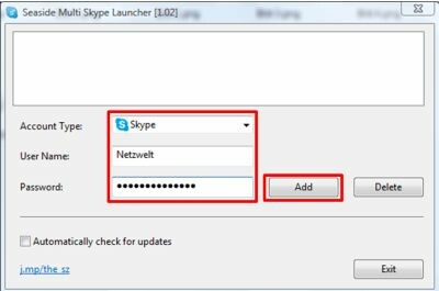 Login mit Skype-Account (Bild: Seaside // the sz development) Login mit Skype-Account (Bild: Seaside // the sz development)