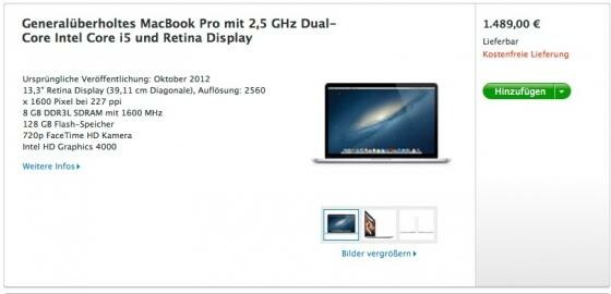 Bis zu 310 Euro günstiger: Apple MacBook Pro mit Retina-Display im Apple Refurbished Store (Bild: Apple) Bis zu 310 Euro günstiger: Apple MacBook Pro mit Retina-Display im Apple Refurbished Store (Bild: Apple)
