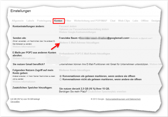 Absender-E-Mail hinzufügen. (Bild: Screenshot) Absender-E-Mail hinzufügen. (Bild: Screenshot)