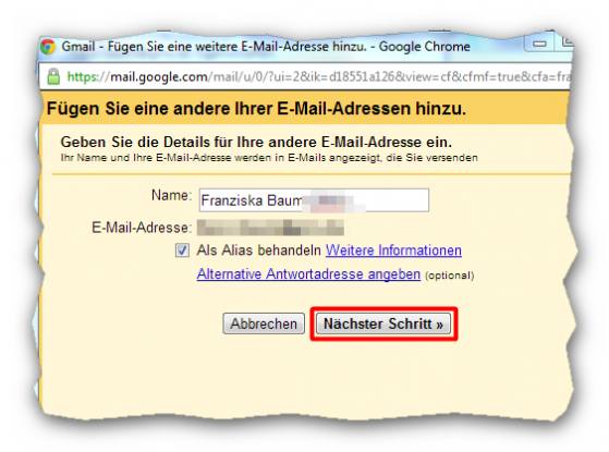Absenderdaten checken. (Bild: Screenshot) Absenderdaten checken. (Bild: Screenshot)