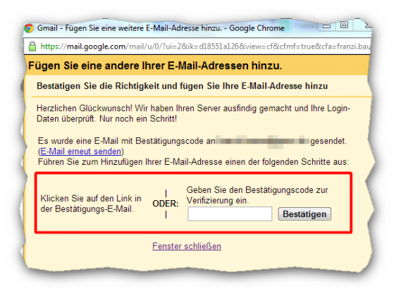 Account verifizieren. (Bild: Screenshot) Account verifizieren. (Bild: Screenshot)