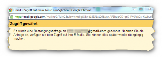 Bestätigung, dass der Zugriff gewährt wurde. (Bild: Screenshot) Bestätigung, dass der Zugriff gewährt wurde. (Bild: Screenshot)