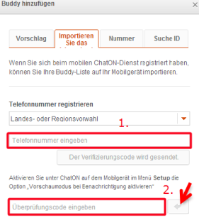 Bild 1.1: Handynummer registrieren und Kontakte importieren. (Bild: Screenshot) Bild 1.1: Handynummer registrieren und Kontakte importieren. (Bild: Screenshot)