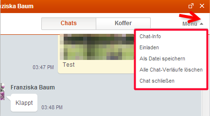 Bild 7: Kontextmenü im Chatfenster. (Bild: Screenshot) Bild 7: Kontextmenü im Chatfenster. (Bild: Screenshot)