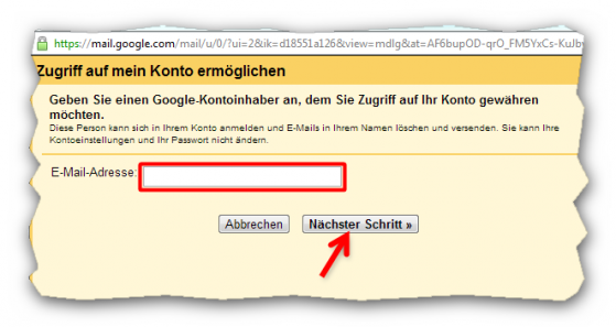 E-Mailadresse einfügen. (Bild: Screenshot) E-Mailadresse einfügen. (Bild: Screenshot)