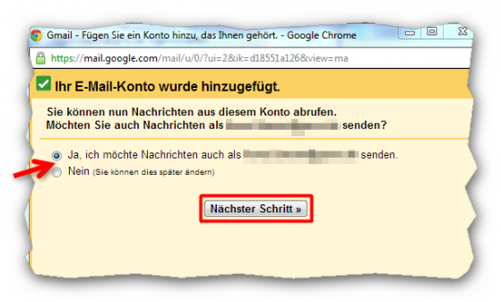 Festlegen, ob Mailadresse auch als Absender dienen soll. (Bild: Screenshot) Festlegen, ob Mailadresse auch als Absender dienen soll. (Bild: Screenshot)