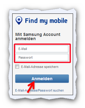 Auf findyourmobile.com anmelden. (Bild: Screenshot) Auf findyourmobile.com anmelden. (Bild: Screenshot)