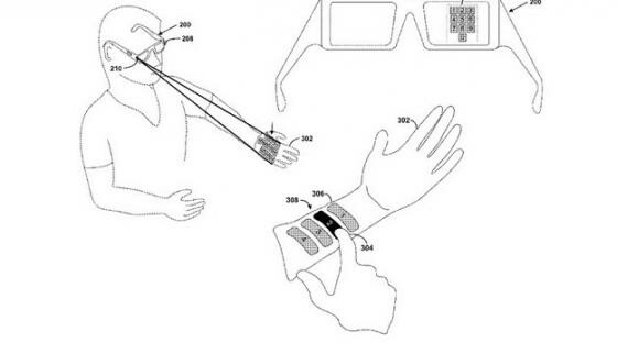 Wird sich Google Glass über eine virtuelle Tastatur auf dem Unterarm steuern lassen? (Bild: appft.uspto.gov via Gizmodo) Wird sich Google Glass über eine virtuelle Tastatur auf dem Unterarm steuern lassen? (Bild: appft.uspto.gov via Gizmodo)