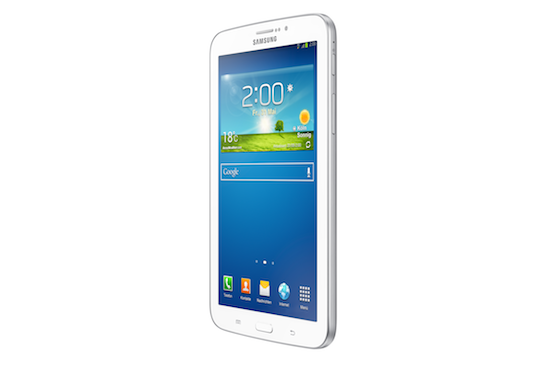 Das günstige Modell der Reihe ist das Galaxy Tab 3 7.0. Es ist ab sofort erhältlich und kostet 209 Euro. (Bild: Samsung) Das günstige Modell der Reihe ist das Galaxy Tab 3 7.0. Es ist ab sofort erhältlich und kostet 209 Euro. (Bild: Samsung)