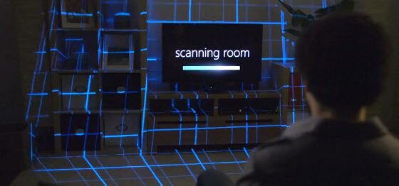 Die Kombination aus Kamera und Projektor erweitert das Geschehen um den Fernseher herum. (Bild: eurogamer.net) Die Kombination aus Kamera und Projektor erweitert das Geschehen um den Fernseher herum. (Bild: eurogamer.net)