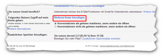 Konto für Zugriff hinzufügen. (Bild: Screenshot) Konto für Zugriff hinzufügen. (Bild: Screenshot)