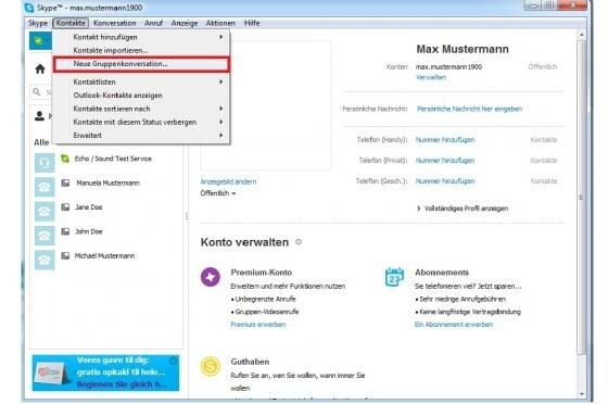 Eine neue Videokonferenz ist mit einem einzigen Klick gestartet. (Bild: Screenshot Skype) Eine neue Videokonferenz ist mit einem einzigen Klick gestartet. (Bild: Screenshot Skype)