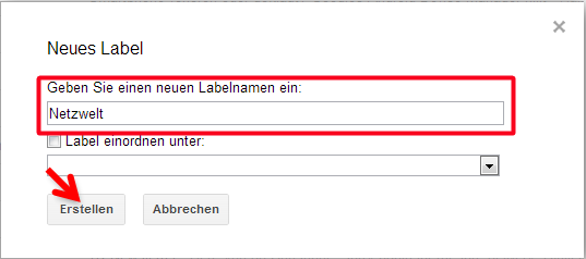 Neues Label erstellen. (Bild: Screenshot) Neues Label erstellen. (Bild: Screenshot)
