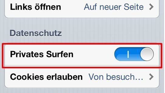 Privates Surfen (Bild: iOS // Apple) Privates Surfen (Bild: iOS // Apple)