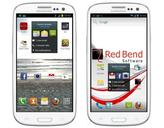 Red Bend True ermöglicht den parallelen Betrieb von zwei Android-Systemen auf einem Smartphone. (Bild: Red Bend) Red Bend True ermöglicht den parallelen Betrieb von zwei Android-Systemen auf einem Smartphone. (Bild: Red Bend)