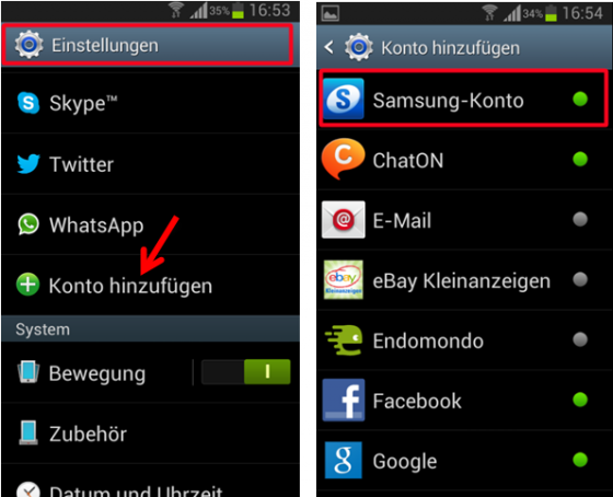 Samsung-Konto auf dem Smartphone aktivieren. (Bild: Screenshot) Samsung-Konto auf dem Smartphone aktivieren. (Bild: Screenshot)