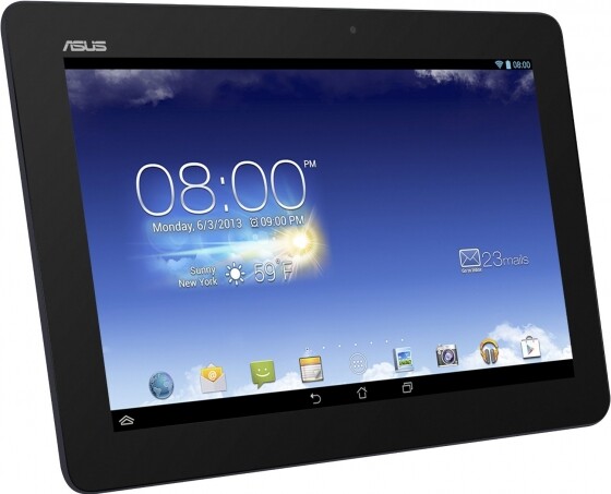 Auch wenn der schwarze Rahmen etwas dick erscheint: Das Asus MeMO Pad FHD 10 ist eine gefällige Erscheinung. Als Gehäuse-Material kommt jedoch ausschließlich Kunststoff zum Einsatz. (Bild: Asus) Auch wenn der schwarze Rahmen etwas dick erscheint: Das Asus MeMO Pad FHD 10 ist eine gefällige Erscheinung. Als Gehäuse-Material kommt jedoch ausschließlich Kunststoff zum Einsatz. (Bild: Asus)