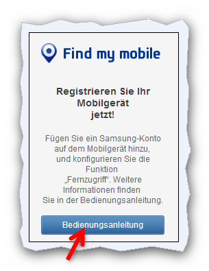 Smartphone über SamsungDive registrieren. (Bild: Screenshot) Smartphone über SamsungDive registrieren. (Bild: Screenshot)