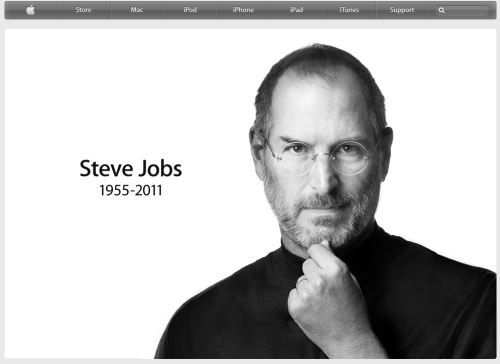 Nach dem Tod von Steve Jobs war auf Apple-Seiten lange Zeit sein Konterfei zu sehen. (Bild: apple.com) Nach dem Tod von Steve Jobs war auf Apple-Seiten lange Zeit sein Konterfei zu sehen. (Bild: apple.com)