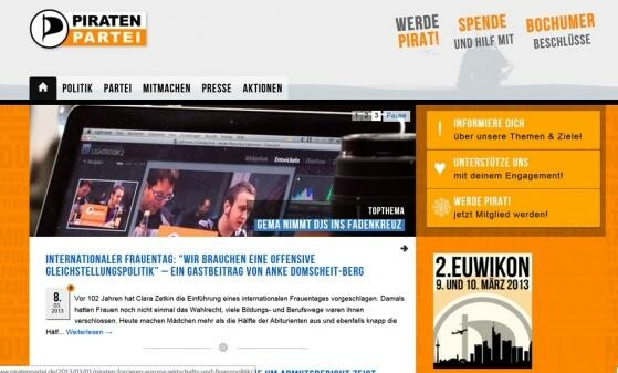 Trotz der Krise der Piratenpartei, die Webseite zeigt, dass die Piraten immer noch jede Menge interessante Themen auf Lager haben. (Screenshot: piratenpartei.de) Trotz der Krise der Piratenpartei, die Webseite zeigt, dass die Piraten immer noch jede Menge interessante Themen auf Lager haben. (Screenshot: piratenpartei.de)