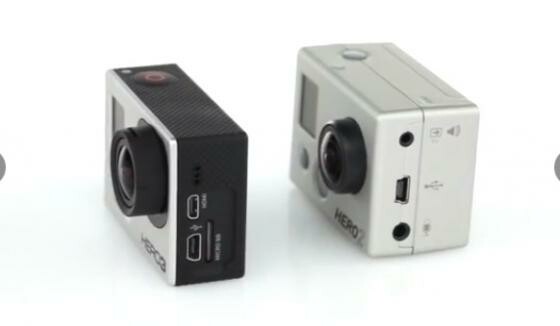Im Vergleich zur Vorgängergeneration hat die Hero 3 deutlich abgespeckt (Bild: GoPro) Im Vergleich zur Vorgängergeneration hat die Hero 3 deutlich abgespeckt (Bild: GoPro)