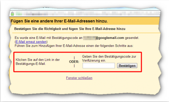 Verifizierungscode bestätigen. (Bild: Screenshot) Verifizierungscode bestätigen. (Bild: Screenshot)