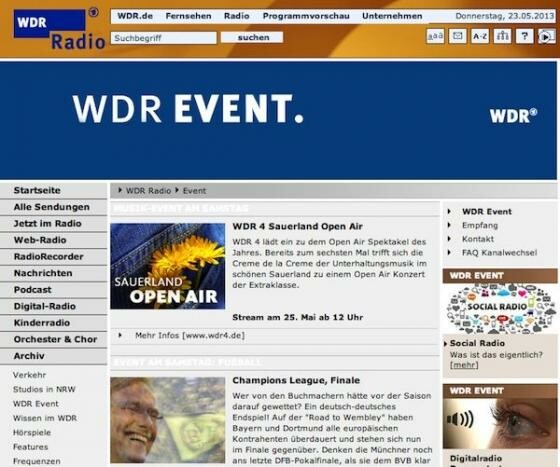 Der WDR sendet das Finale im Radio-Livestream. (Bild: Screenshot wdr2.de) Der WDR sendet das Finale im Radio-Livestream. (Bild: Screenshot wdr2.de)