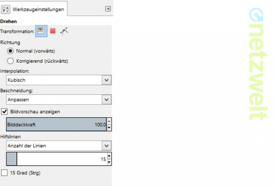 Werkzeug-Einstellungen des Werkzeugs drehen. (Bild: netzwelt) Werkzeug-Einstellungen des Werkzeugs drehen. (Bild: netzwelt)