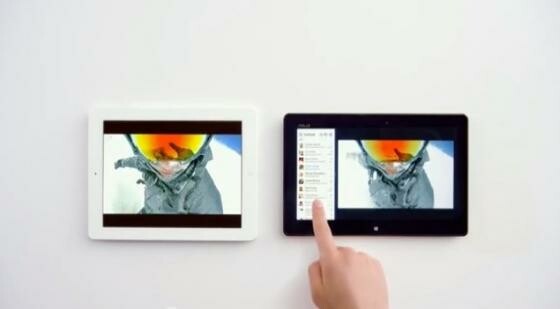 Windows 8 gegen iOS - Microsoft lässt in einem Werbeclip beide Betriebssysteme gegeneinander antreten. (Bild: Screenshot Youtube) Windows 8 gegen iOS - Microsoft lässt in einem Werbeclip beide Betriebssysteme gegeneinander antreten. (Bild: Screenshot Youtube)