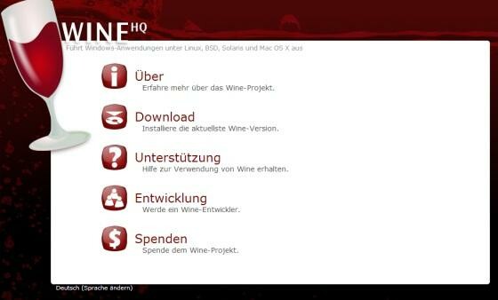 Von der Windows-Laufzeitumgebung Wine soll es bald eine Android-Version geben. (Bild: Screenshot winehq.org) Von der Windows-Laufzeitumgebung Wine soll es bald eine Android-Version geben. (Bild: Screenshot winehq.org)