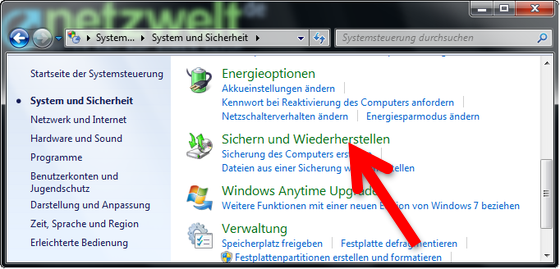 Optionen für die Datensicherung in Windows auswählen. (Bild: Screenshot) Optionen für die Datensicherung in Windows auswählen. (Bild: Screenshot)
