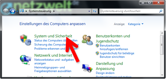 Sicherheitseinstellungen aufrufen. (Bild: Screenshot) Sicherheitseinstellungen aufrufen. (Bild: Screenshot)