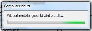 Wiederherstellungspunkt wird erstellt. (Bild: Screenshot) Wiederherstellungspunkt wird erstellt. (Bild: Screenshot)
