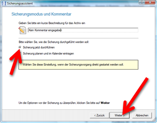 Zeitpunkt für die Datensicherung festlegen. (Bild: Screenshot) Zeitpunkt für die Datensicherung festlegen. (Bild: Screenshot)