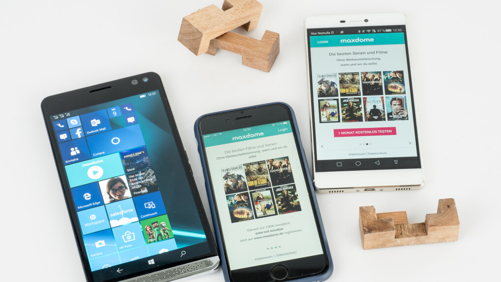 Maxdome stellt Apps für alle wichtigen mobilen Betriebssysteme.