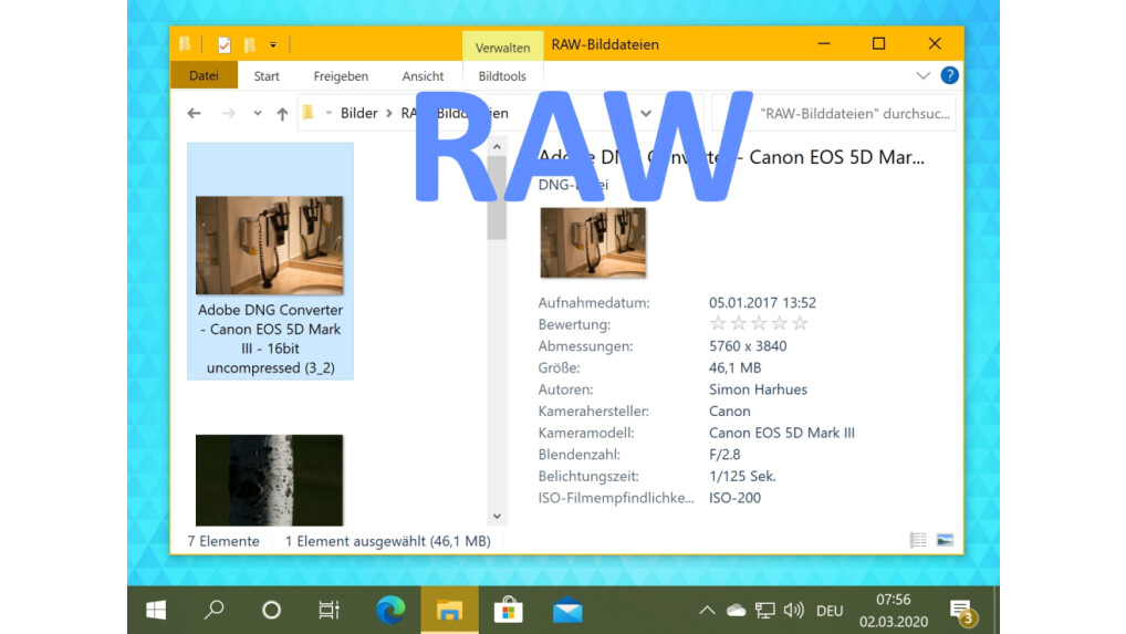 Use onboard devices to open feature-rich Windows 10 RAW files