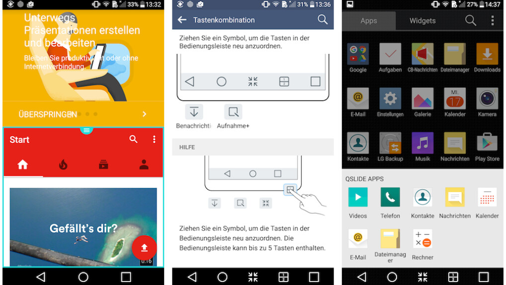 Einige Android-Sonderfunktionen des LG V10.