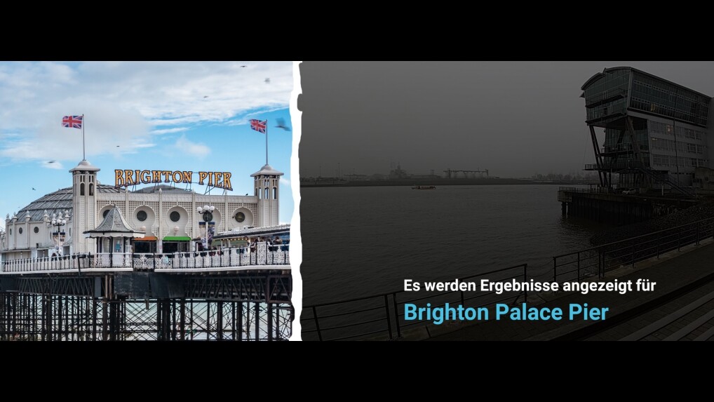 Die Wahrzeichenerkennung der Moto X4-Kamera ist alles andere als perfekt. Oder findet ihr das Restaurant Rive im Hamburger Hafen (rechts) ähnelt dem Brighton Palace Pier (links)?
