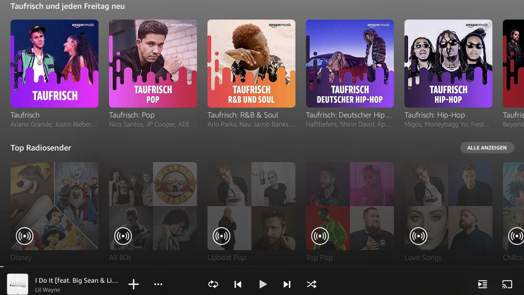 Amazon Music on iPad.